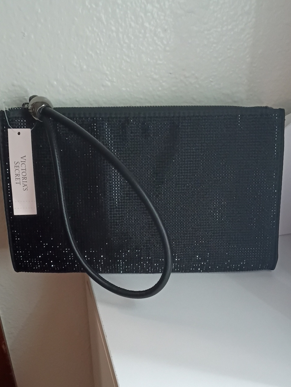 Victoria's Secret Black Sequin Wristlet Clutch
